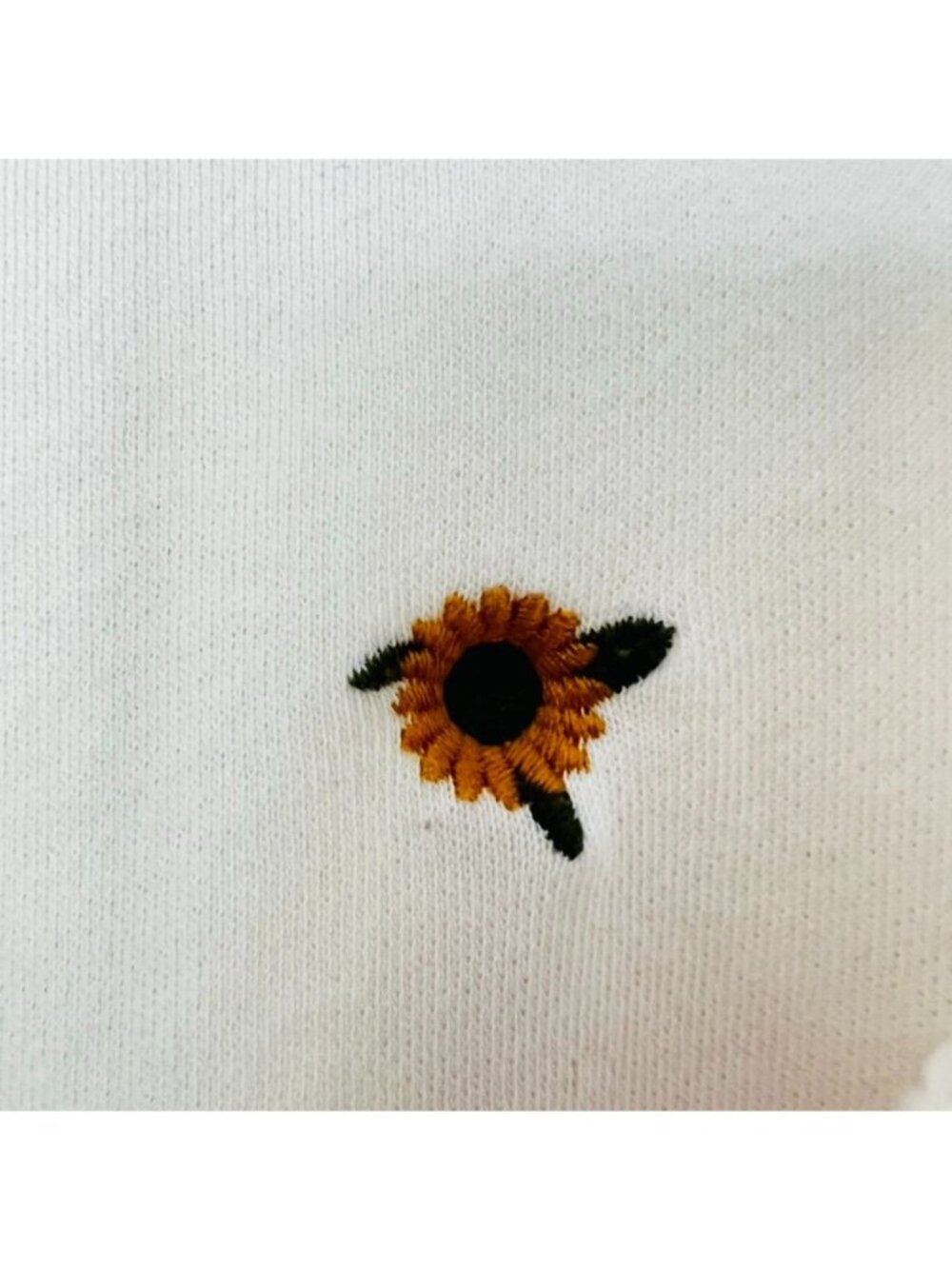NWOT Sunflower Embroidered Hoodie Cream Lightweight Boho Floral Pullover Cottage - Picture 5 of 13